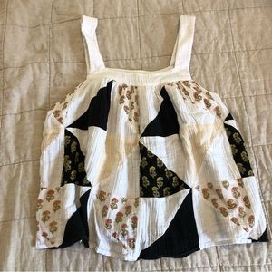 ANAAK White Cotton Gauze Patchwork Blouse Top Handmade Small